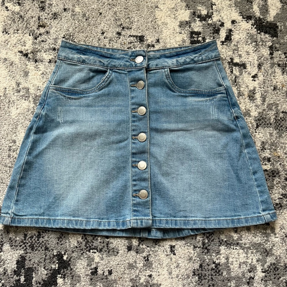 Streetwear society, denim button up skirt, size small